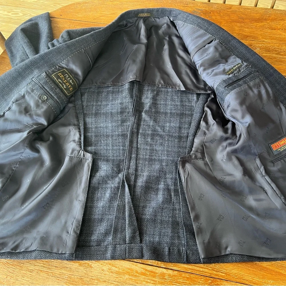 Jos A Bank Reserve E Thomas Wool Cashmere Blazer Jacket 3441T Tailored Fit 46R